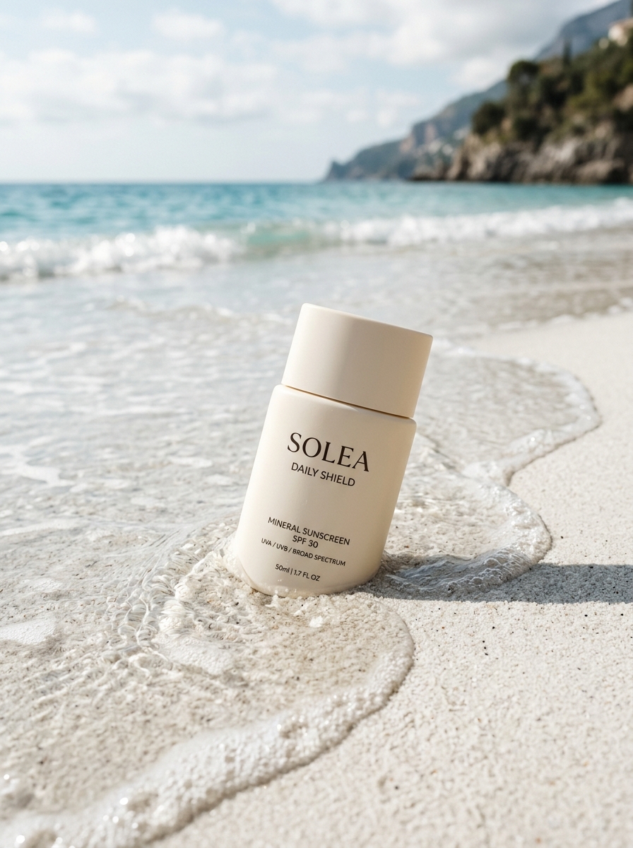 Sunscreen di Pasir Pantai Jernih